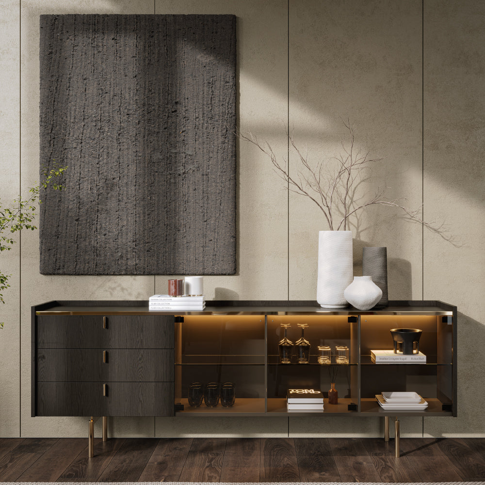 Colline Glass 4-Door Sideboard with Lighting