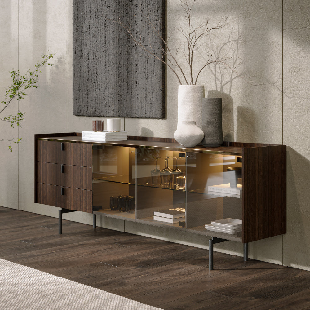 Colline Glass 4-Door Sideboard with Lighting