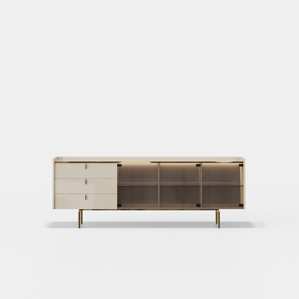 Colline Glass 4-Door Sideboard with Lighting