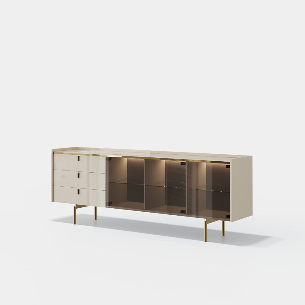Colline Glass 4-Door Sideboard with Lighting